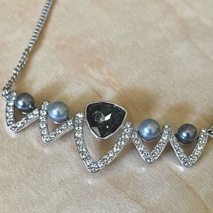 Never worn Swarovski necklace, gray pearls ,38 cm  , lobster claw